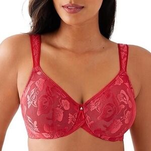 Wacoal Awareness Red Floral Lace Full Figure Underwire Bra 85567 42DD